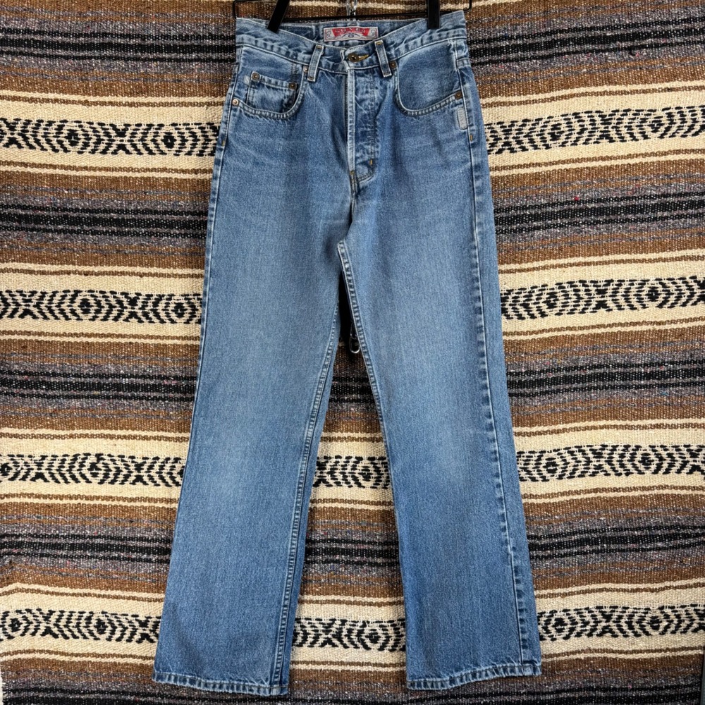Silver Jeans Co Women U8599S Button Fly Straight Leg Blue Denim Jeans 28x30 CAN